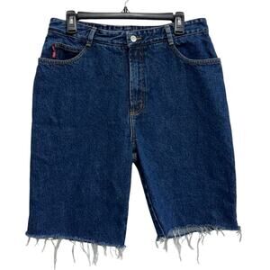 Vintage Bongo Denim Bermuda Jorts Shorts USA Made Frayed Hem Y2K Size 32